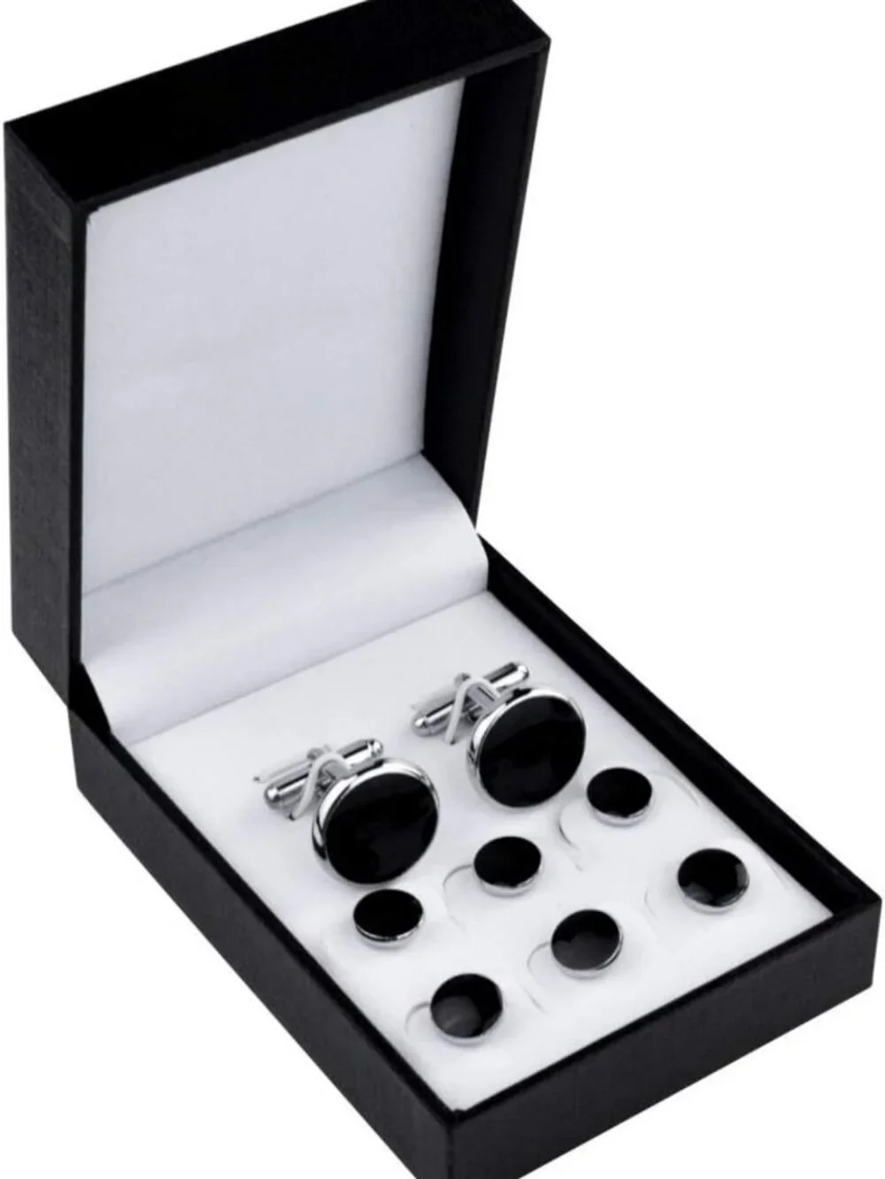 Stylish Stainless Steel Tuxedo Cufflinks & Studs Set - Perfect Wedding Gift!